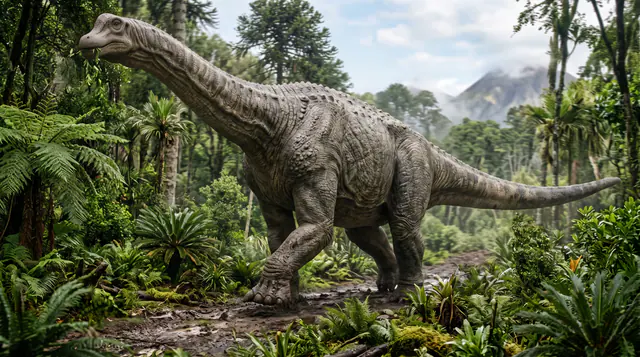 Научная реконструкция дредноута на речной равнине позднего мела