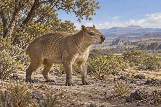 Художественная реконструкция Eohyrax у края эоценового патагонского редколесья
