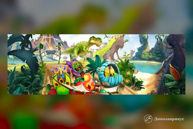 Герои Gigantosaurus участвуют в гонке Dino Kart