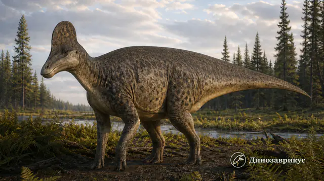 Научная реконструкция взрослого Hypacrosaurus altispinus с закрытым внешним контуром полого гребня