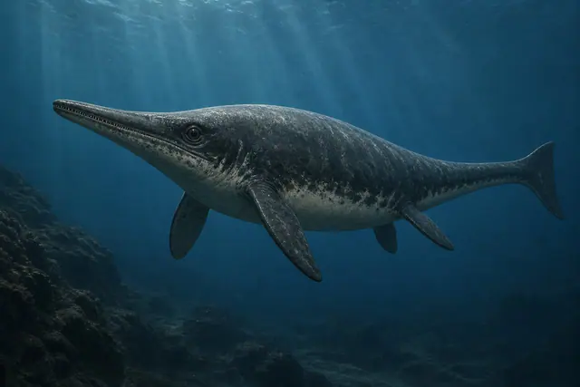 Научная реконструкция рода Guizhouichthyosaurus в среде его времени
