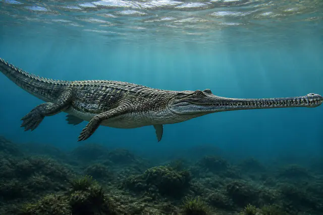 Научная реконструкция рода Piscogavialis в среде его времени