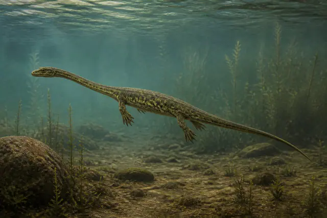 Научная реконструкция рода Serpianosaurus в среде его времени