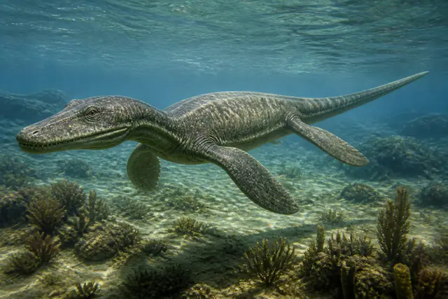 Научная реконструкция рода Simosaurus в среде его времени