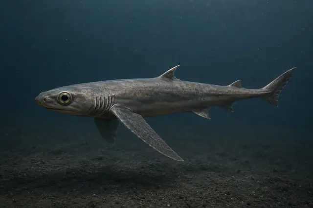 Научная реконструкция хрящевой рыбы Stethacanthulus в море каменноугольного периода