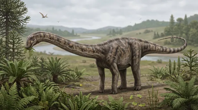 Научная реконструкция рода Tienshanosaurus в среде его времени
