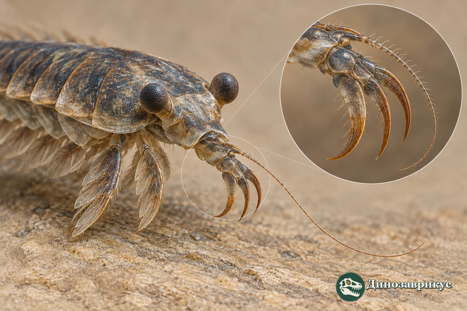 Реконструкция Alalcomenaeus с увеличенной деталью передней хватательной конечности
