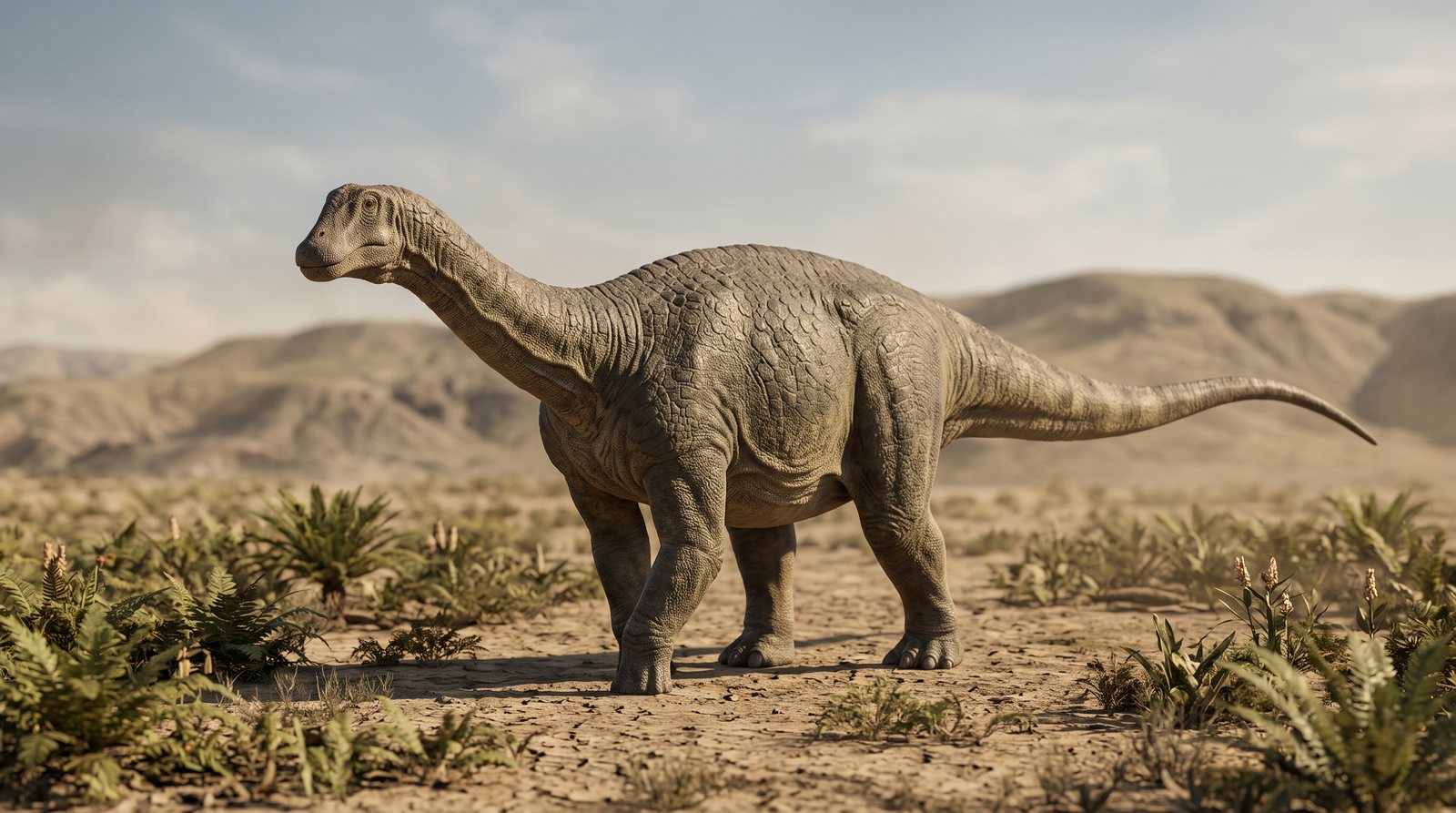 Научная реконструкция рода Balochisaurus в среде его времени