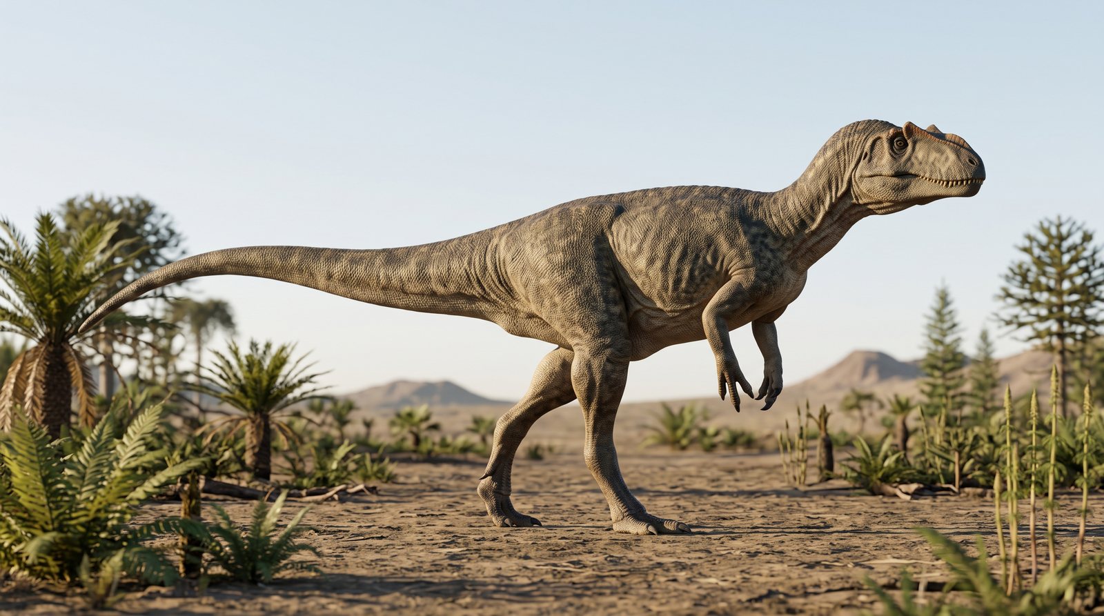 Научная реконструкция рода Bicharracosaurus в среде его времени