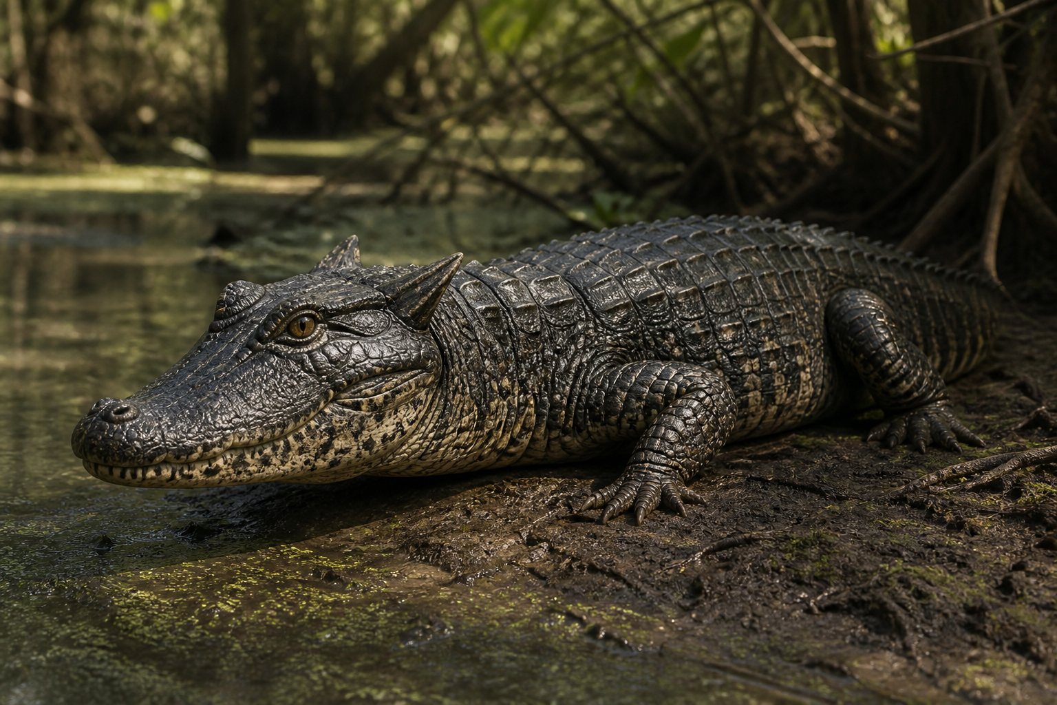 Научная реконструкция рода Ceratosuchus в среде его времени