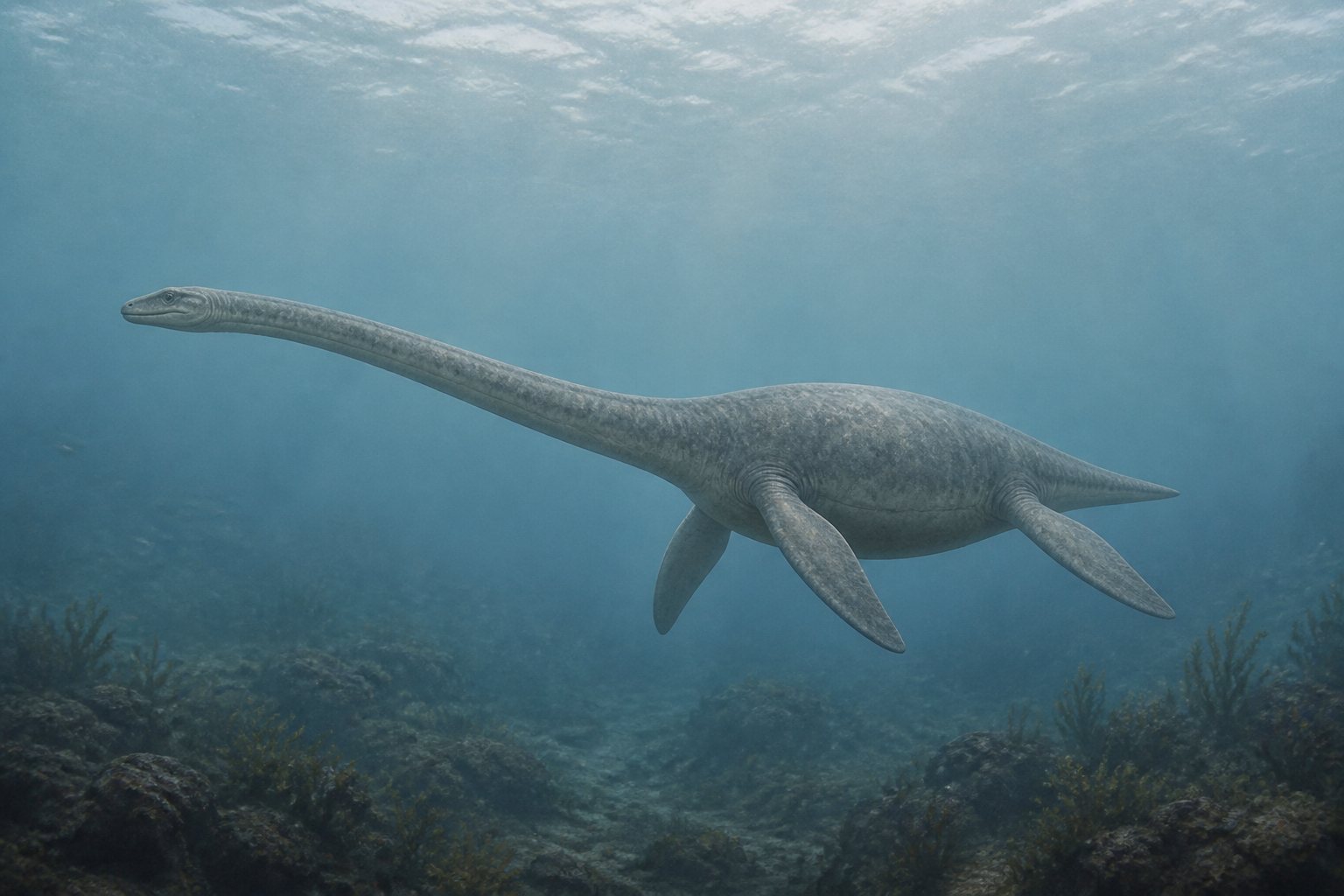Научная реконструкция рода Cimoliasaurus в среде его времени