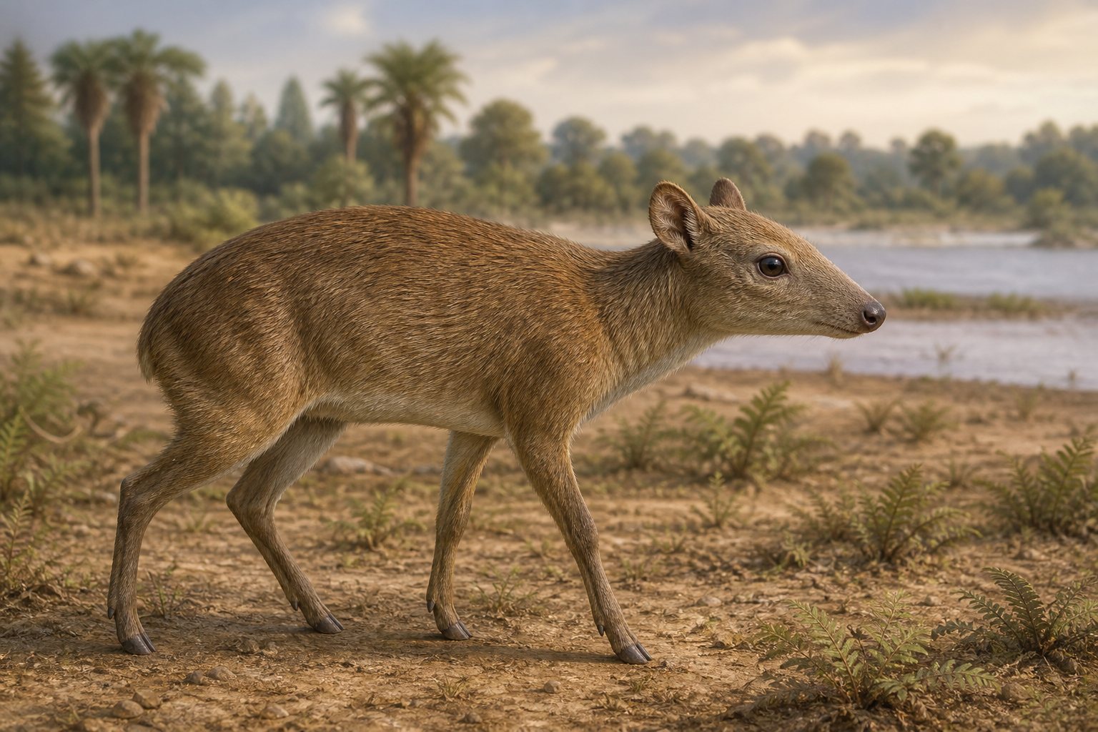 Научная реконструкция рода Dorcatherium в среде его времени