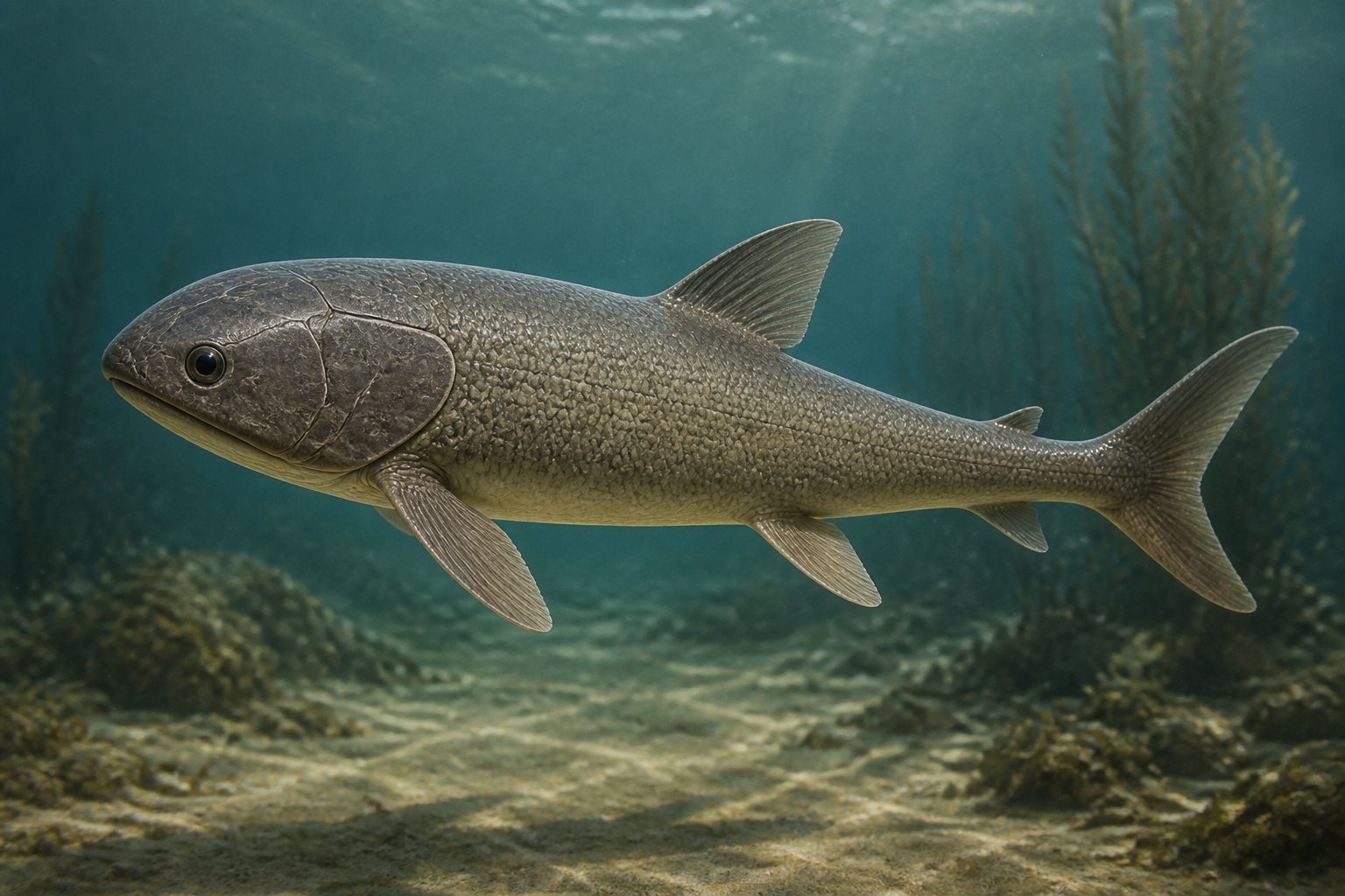 Научная реконструкция рода Elonichthys в среде его времени
