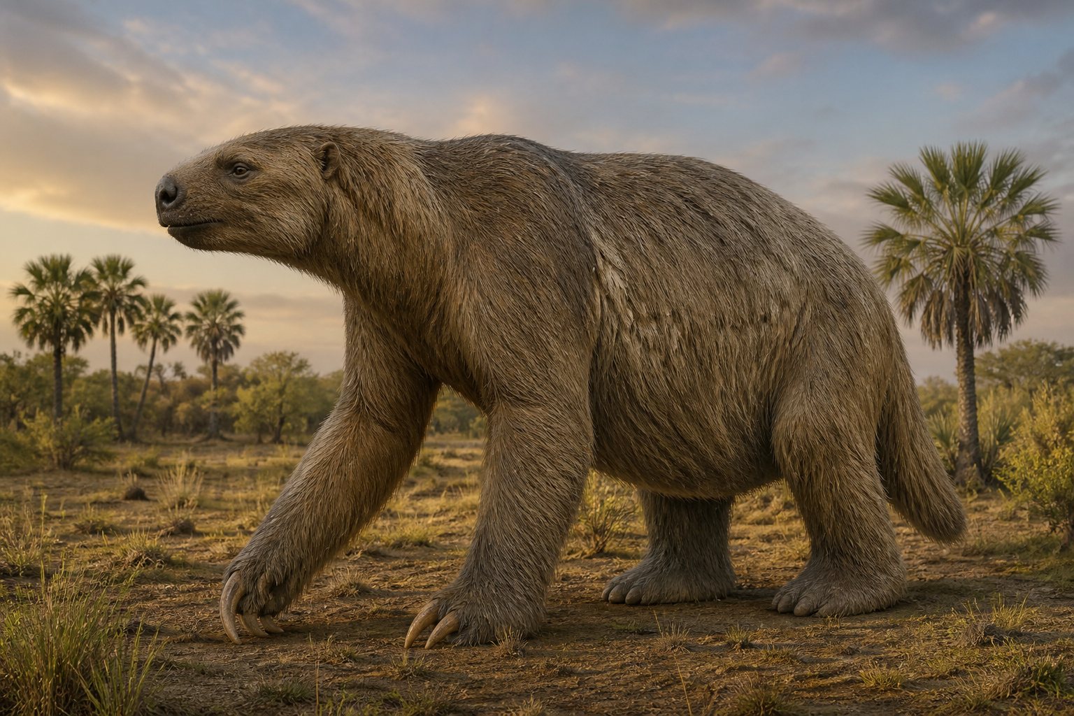 Научная реконструкция рода Eremotherium в среде его времени