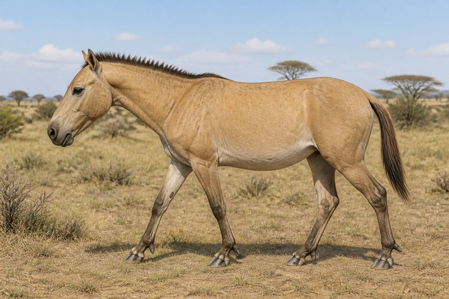 Научная реконструкция рода Eurygnathohippus в среде его времени