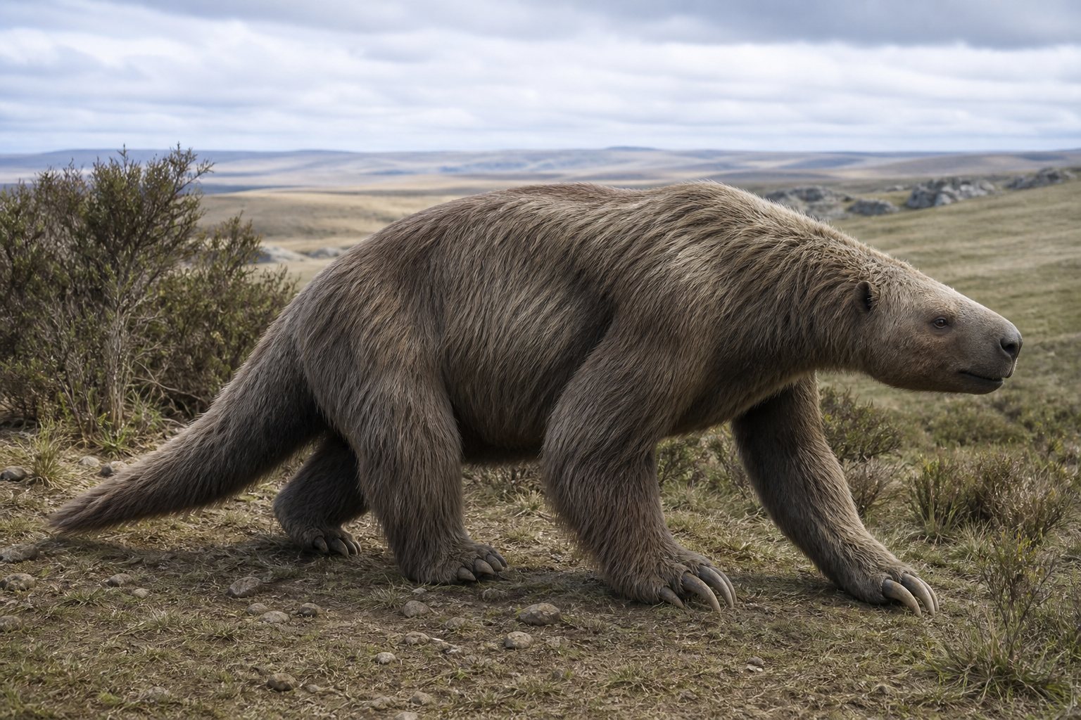 Научная реконструкция рода Glossotherium в среде его времени