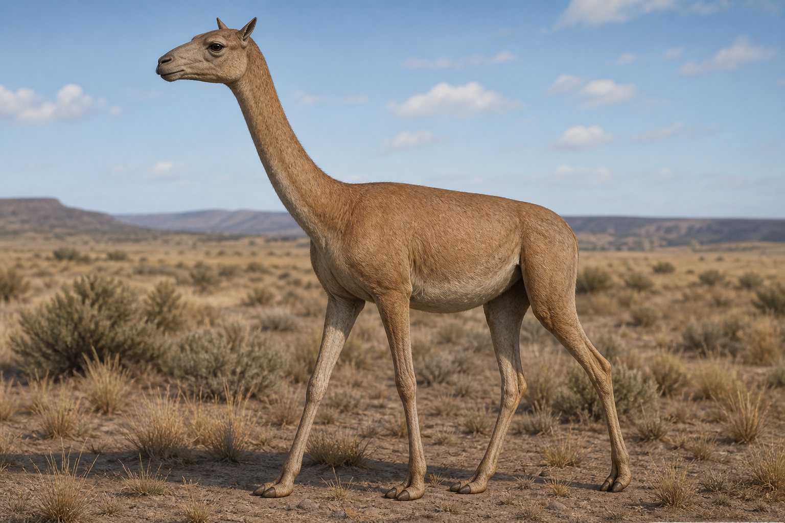 Научная реконструкция рода Hemiauchenia в среде его времени