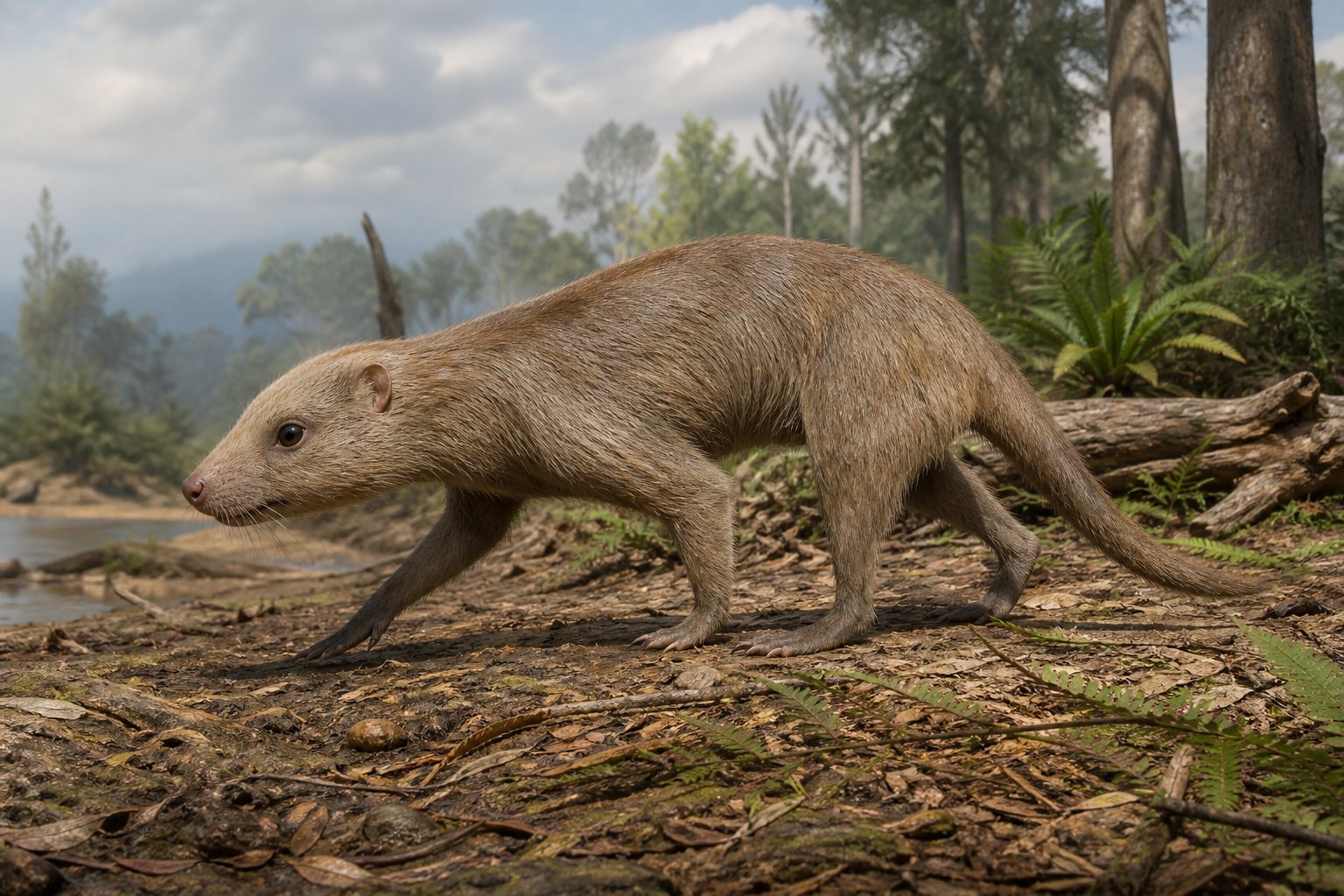 Научная реконструкция рода Herpetotherium в среде его времени