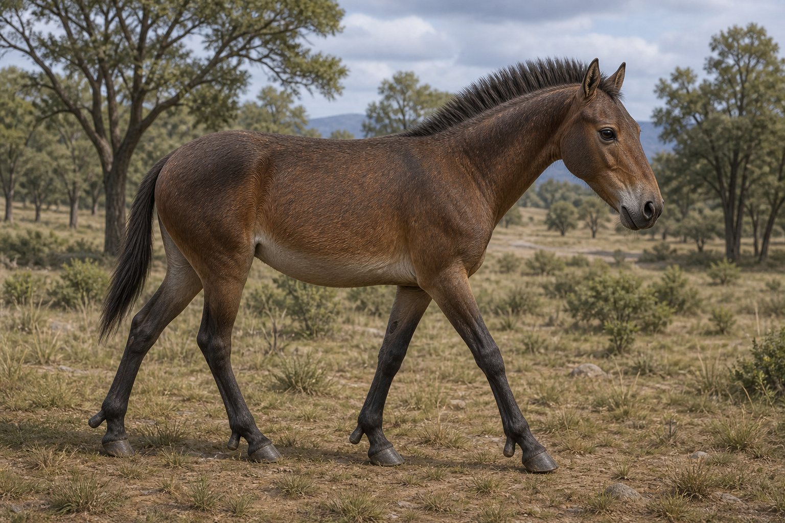 Научная реконструкция рода Hippotherium в среде его времени