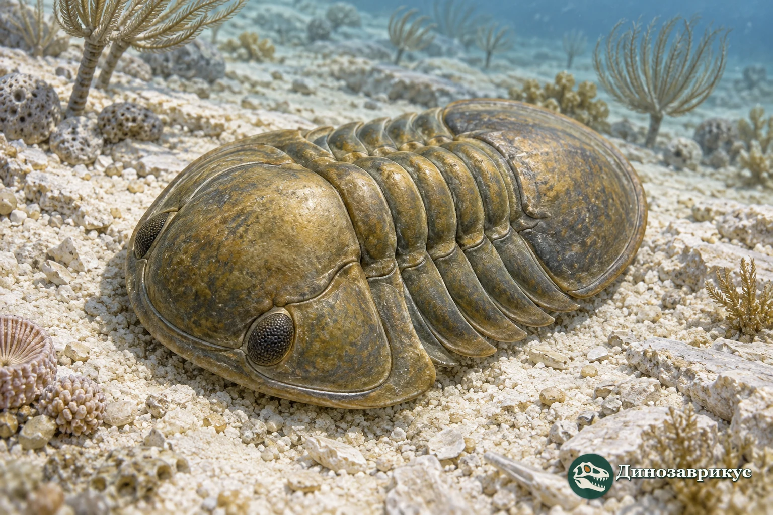 Реконструкция Illaenus на известковом дне ордовикского моря