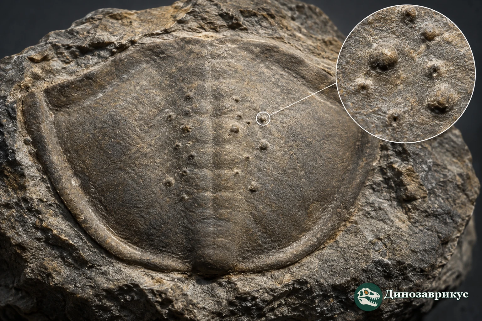 Трилобитный хвостовой щит с возможными следами заражения: увеличенная схема внутренней формы, не конкретный ископаемый образец