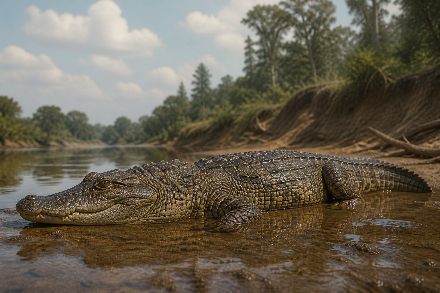 Научная реконструкция рода Leidyosuchus в среде его времени