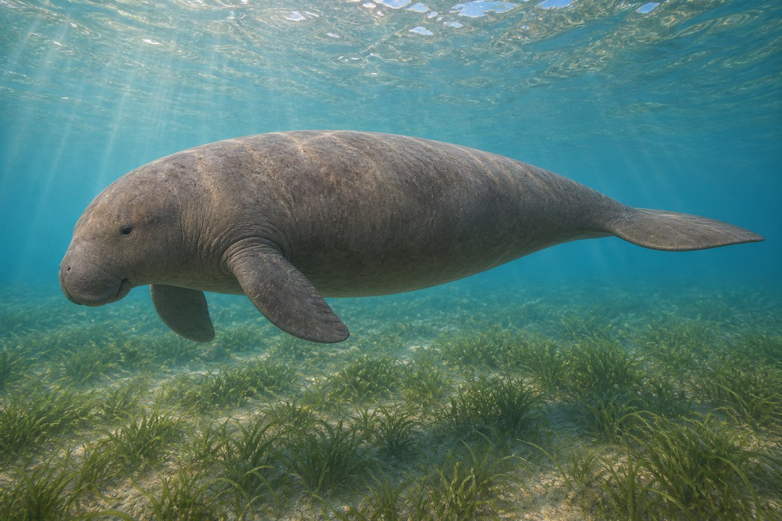 Научная реконструкция рода Metaxytherium в среде его времени