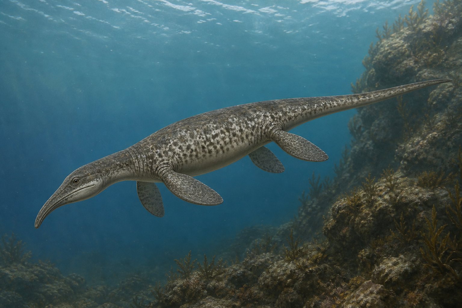Научная реконструкция рода Nectosaurus в среде его времени