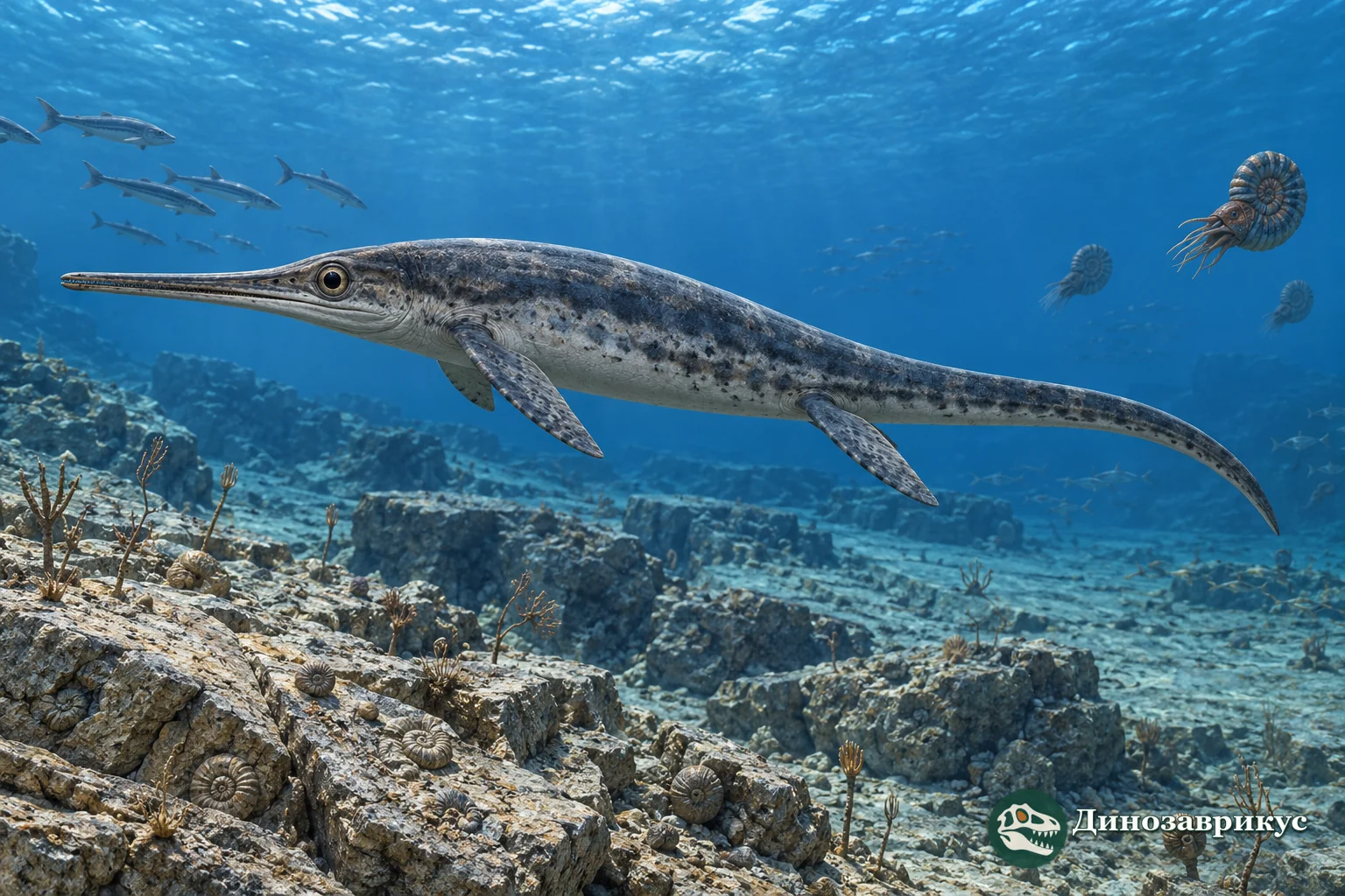 Художественная реконструкция позднетриасового моря у Северной Америки