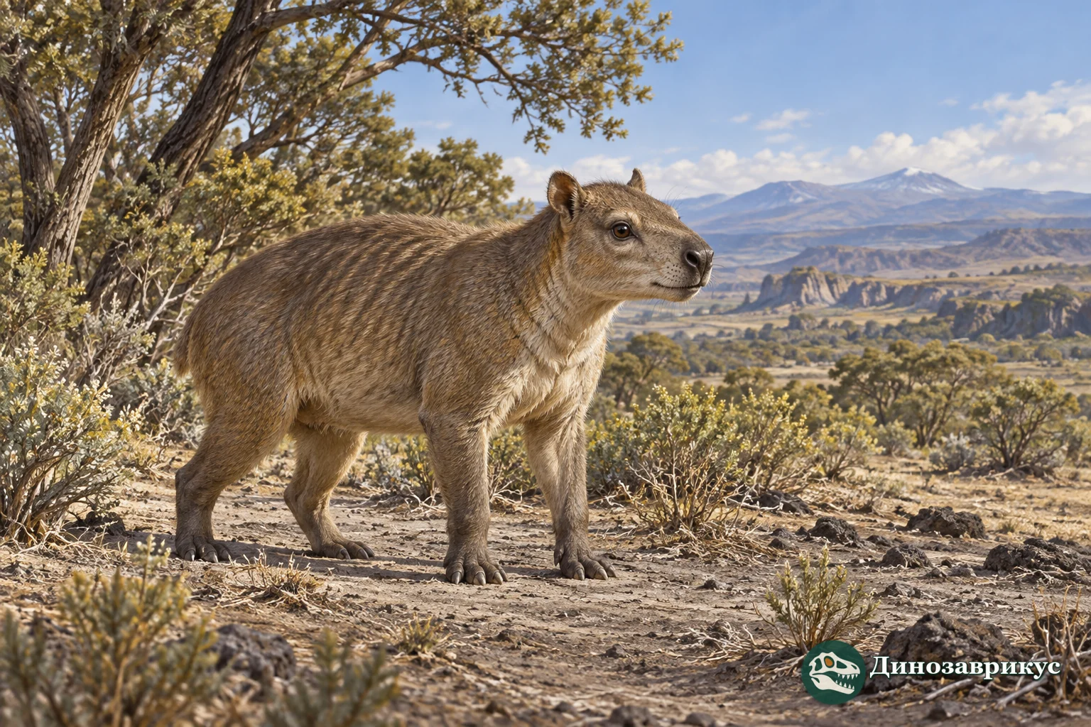 Художественная реконструкция Eohyrax у края эоценового патагонского редколесья