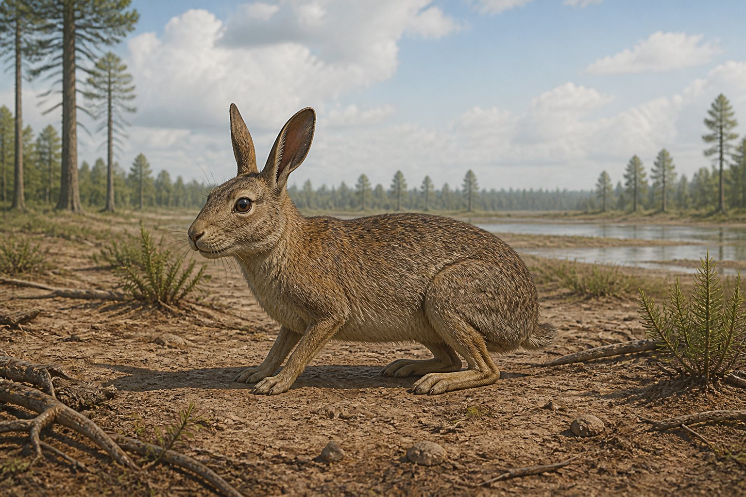 Научная реконструкция рода Palaeolagus в среде его времени
