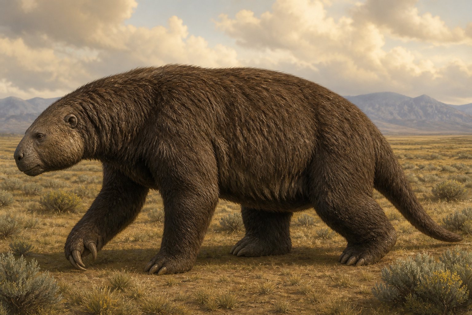 Научная реконструкция рода Paramylodon в среде его времени