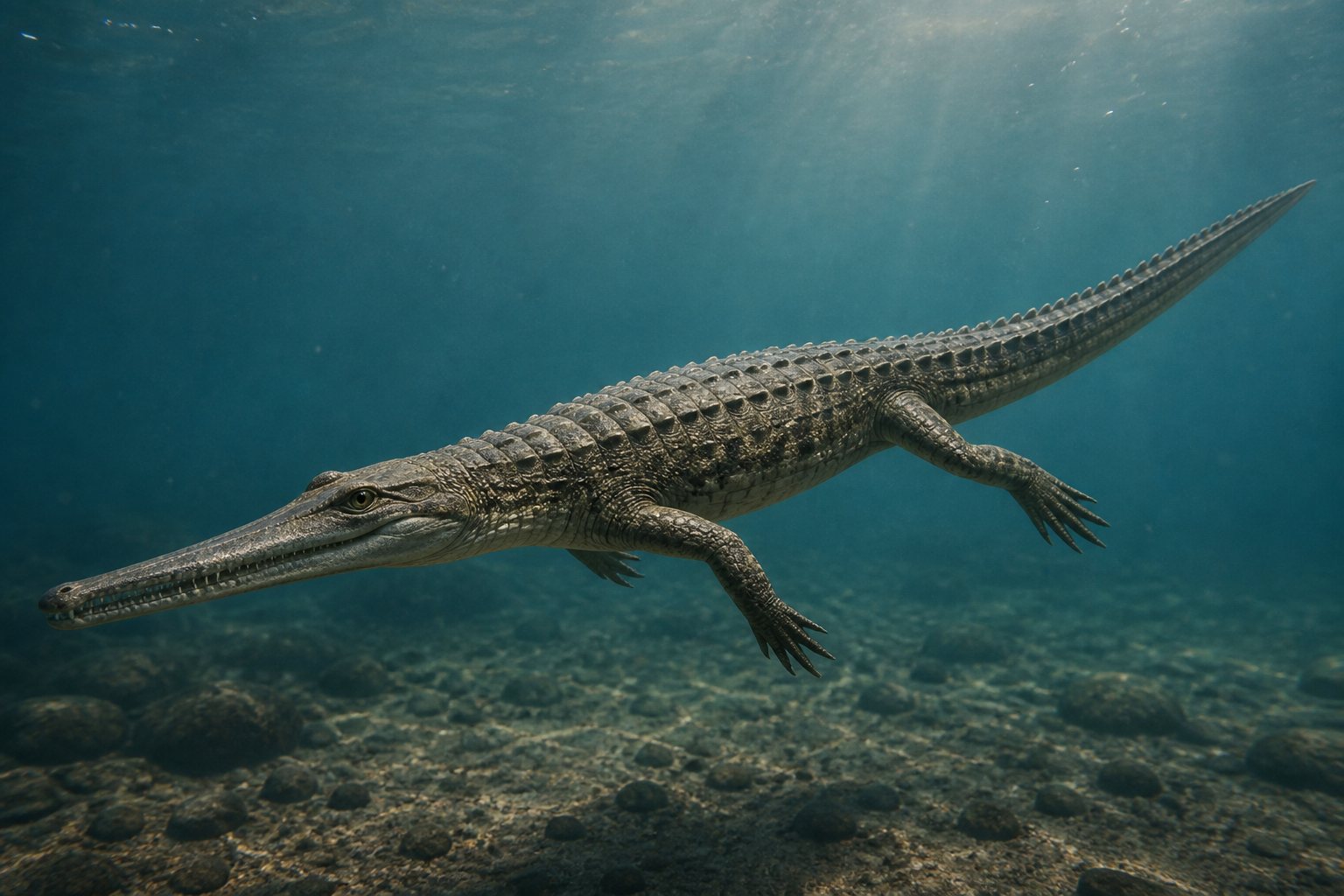 Научная реконструкция рода Pelagosaurus в среде его времени