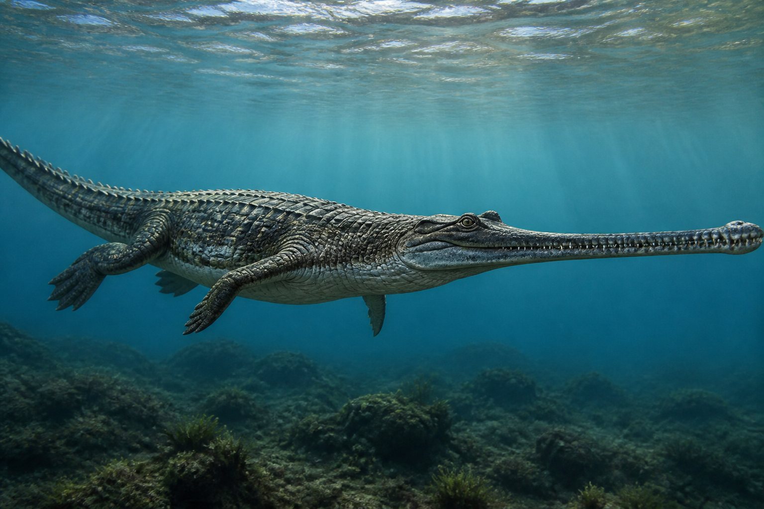Научная реконструкция рода Piscogavialis в среде его времени