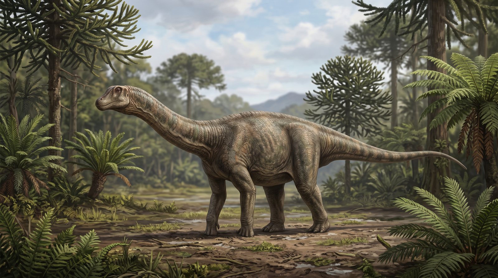 Научная реконструкция рода Sanpasaurus в среде его времени