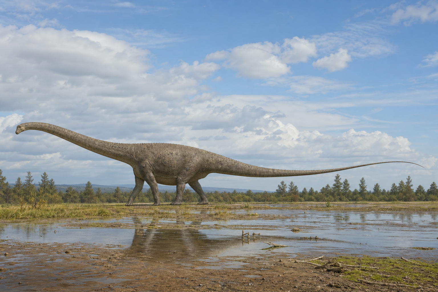 Научная реконструкция Diplodocus hallorum, ранее называвшегося сейсмозавром