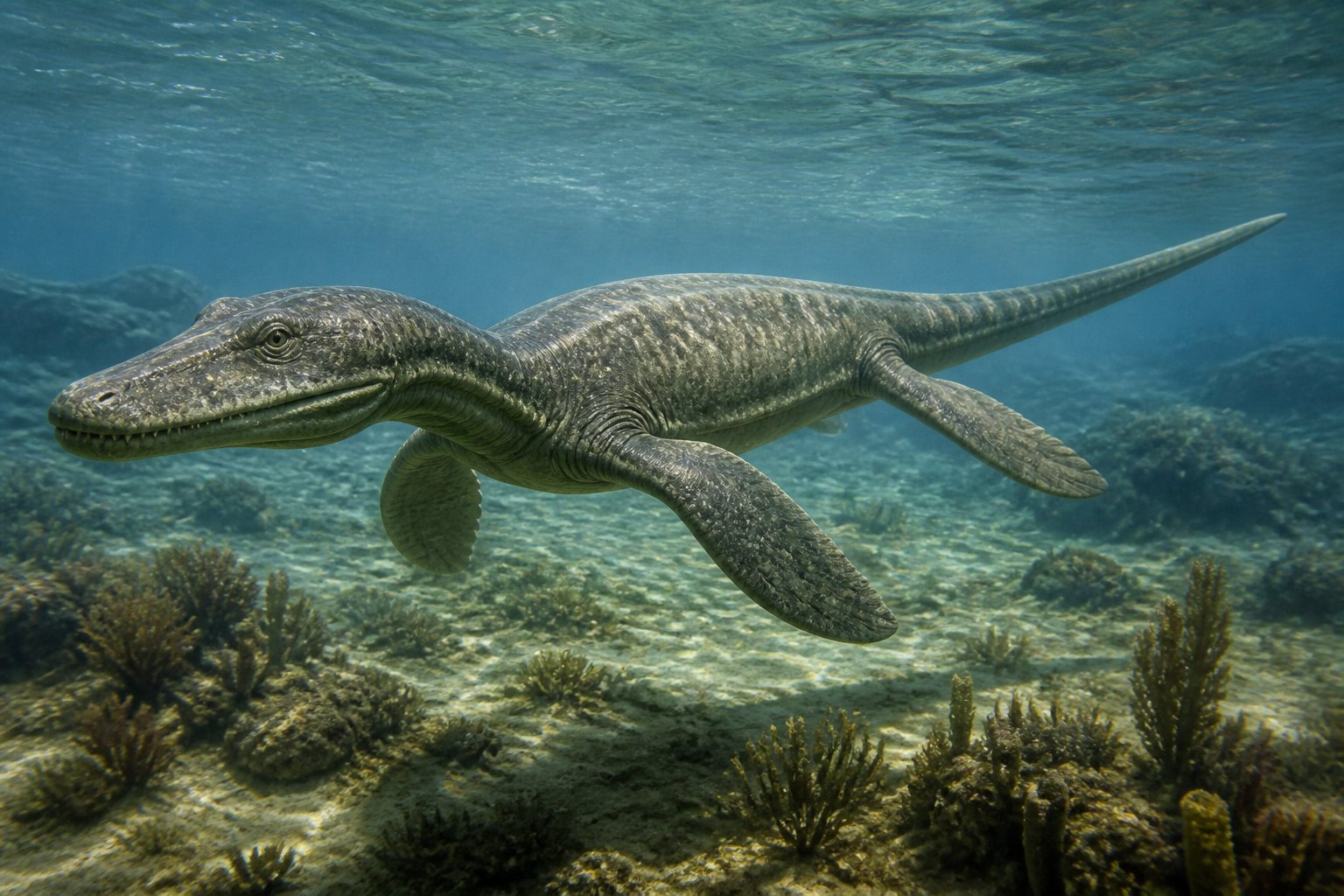 Научная реконструкция рода Simosaurus в среде его времени