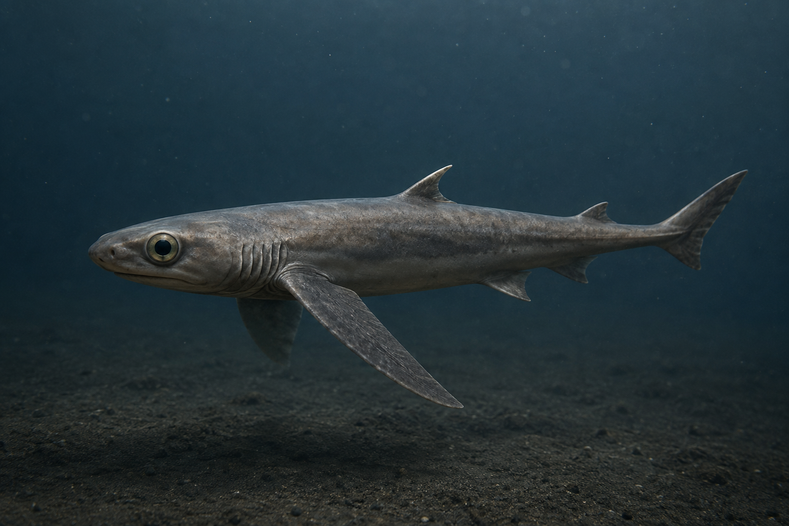 Научная реконструкция хрящевой рыбы Stethacanthulus в море каменноугольного периода