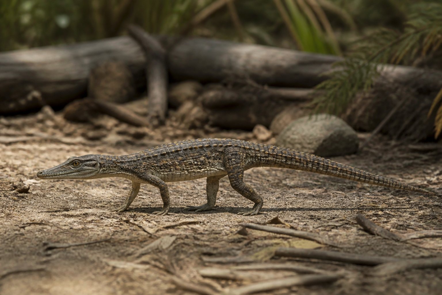 Научная реконструкция рода Terrestrisuchus в среде его времени