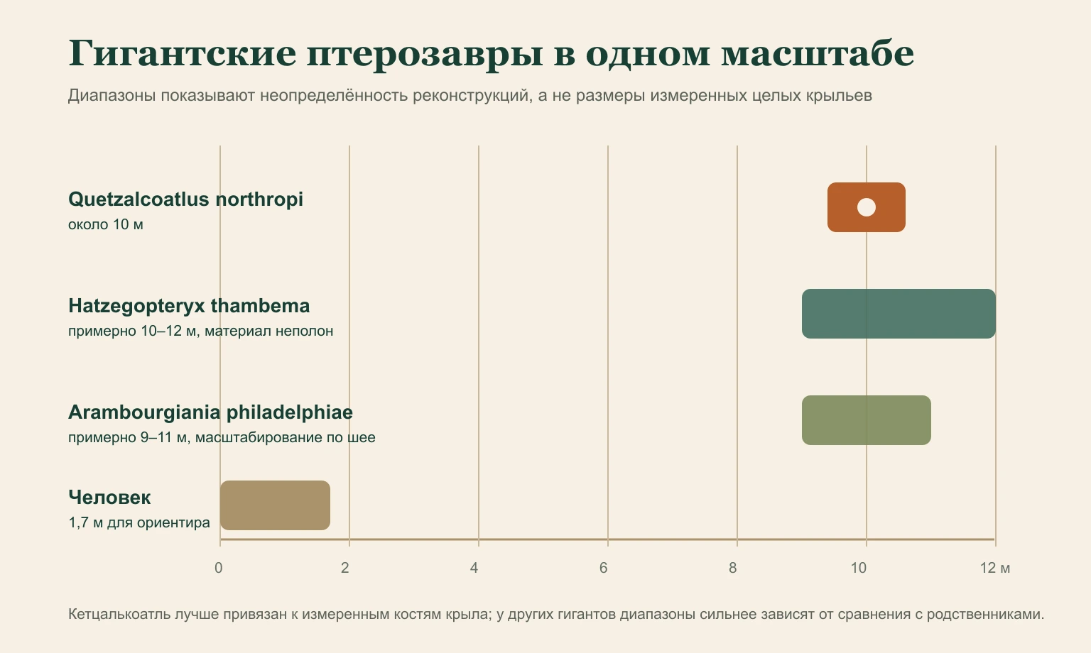 Сравнение оценок размаха крыльев гигантских птерозавров