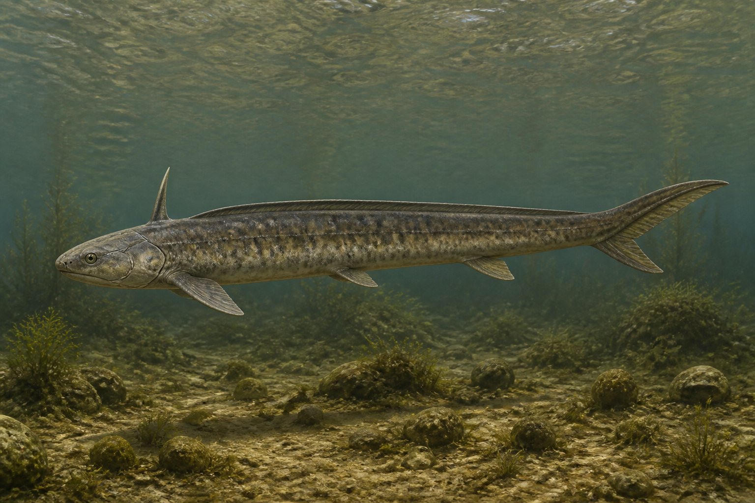 Научная реконструкция рода Xenacanthus в среде его времени