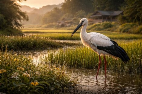 Белый аист Восточной Азии: исчезновение традиционных ландшафтов 