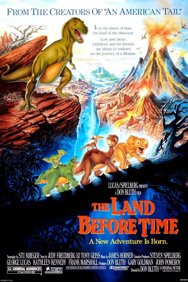 Постер мультфильма «Земля до начала времён» 1988 года