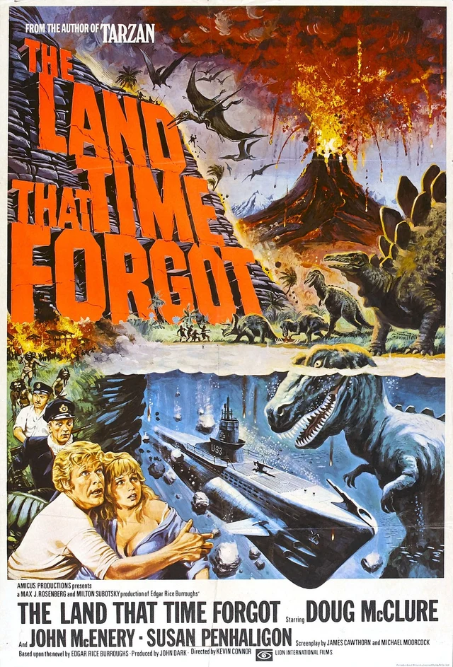 Постер фильма «Земля, забытая временем» 1974 года